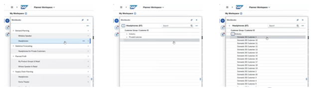 combined and collated screenshots of Planner Workspace: Segmentation Variant