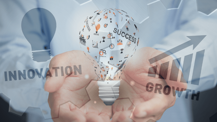 Innovation and advantages showcasing growth graphics